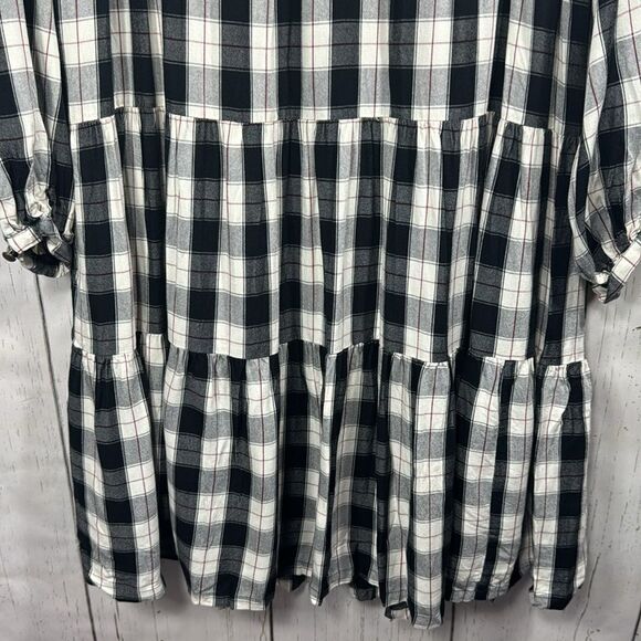 Maeve Anthropologie Gingham Tiered Mini Dress Cottagecore Picnic Fall Layering - Picture 10 of 14